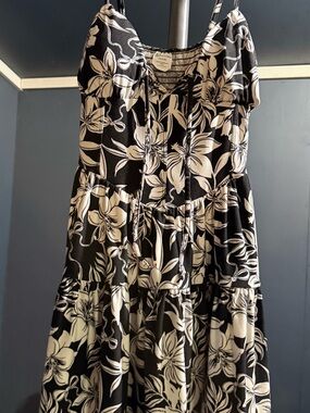No Boundaries Black & Cream Floral Tiered Slip Dress